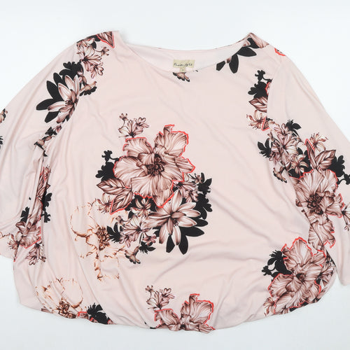Phase Eight Womens Pink Floral Polyester Basic Blouse Size 18 Round Neck