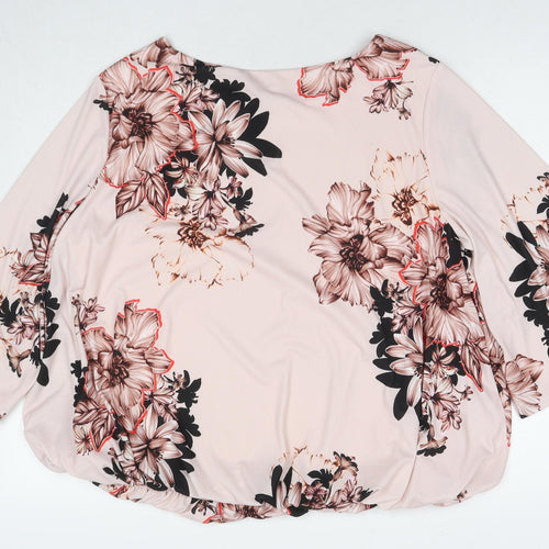 Phase Eight Womens Pink Floral Polyester Basic Blouse Size 18 Round Neck