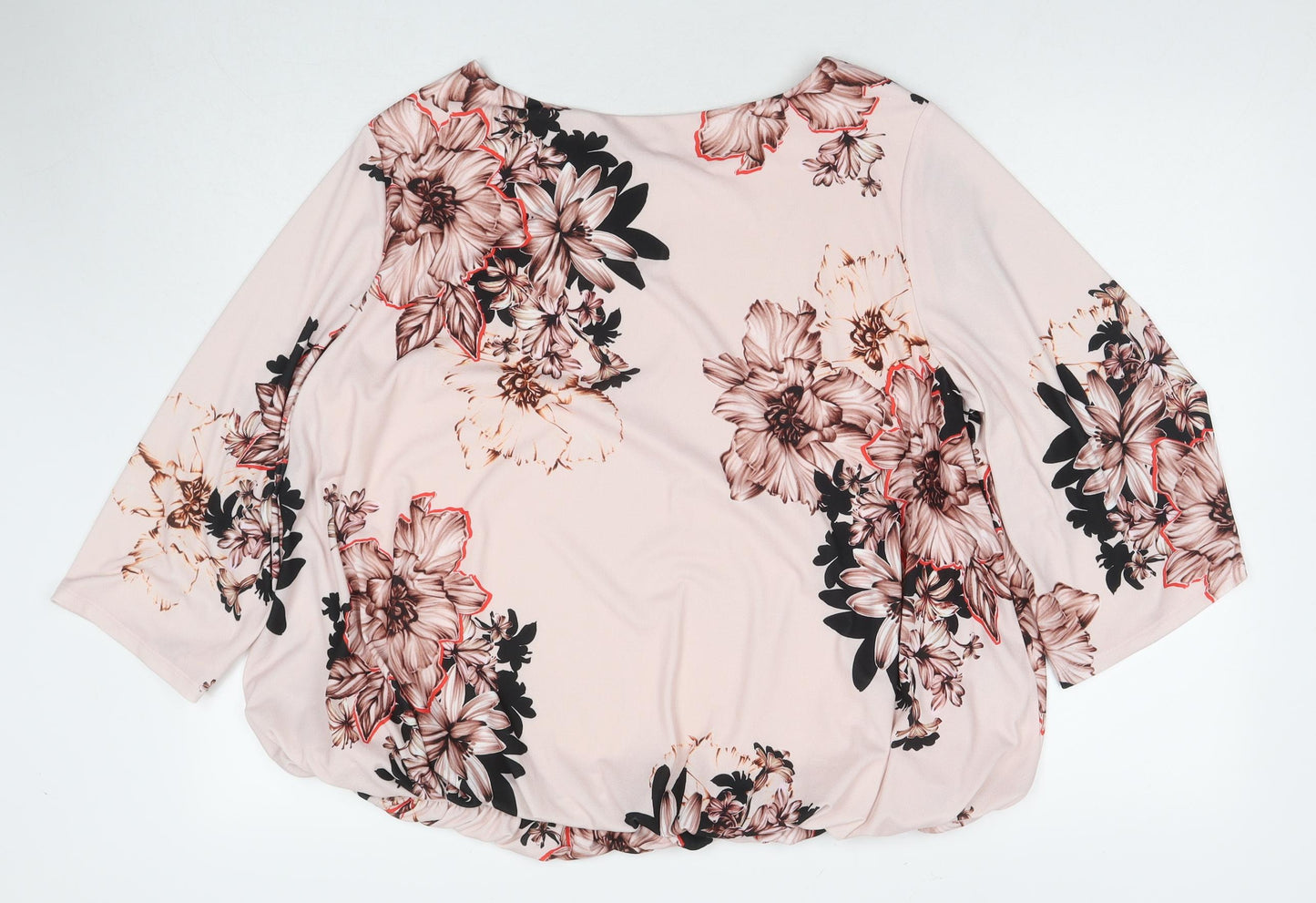 Phase Eight Womens Pink Floral Polyester Basic Blouse Size 18 Round Neck