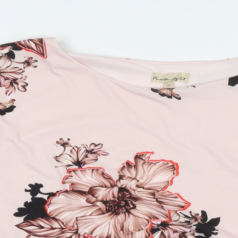 Phase Eight Womens Pink Floral Polyester Basic Blouse Size 18 Round Neck