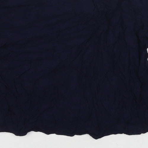 M&Co Womens Blue Viscose Basic Blouse Size 12 Round Neck