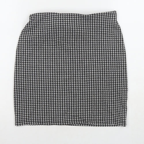 New Look Womens Black Herringbone Polyester Mini Skirt Size 10