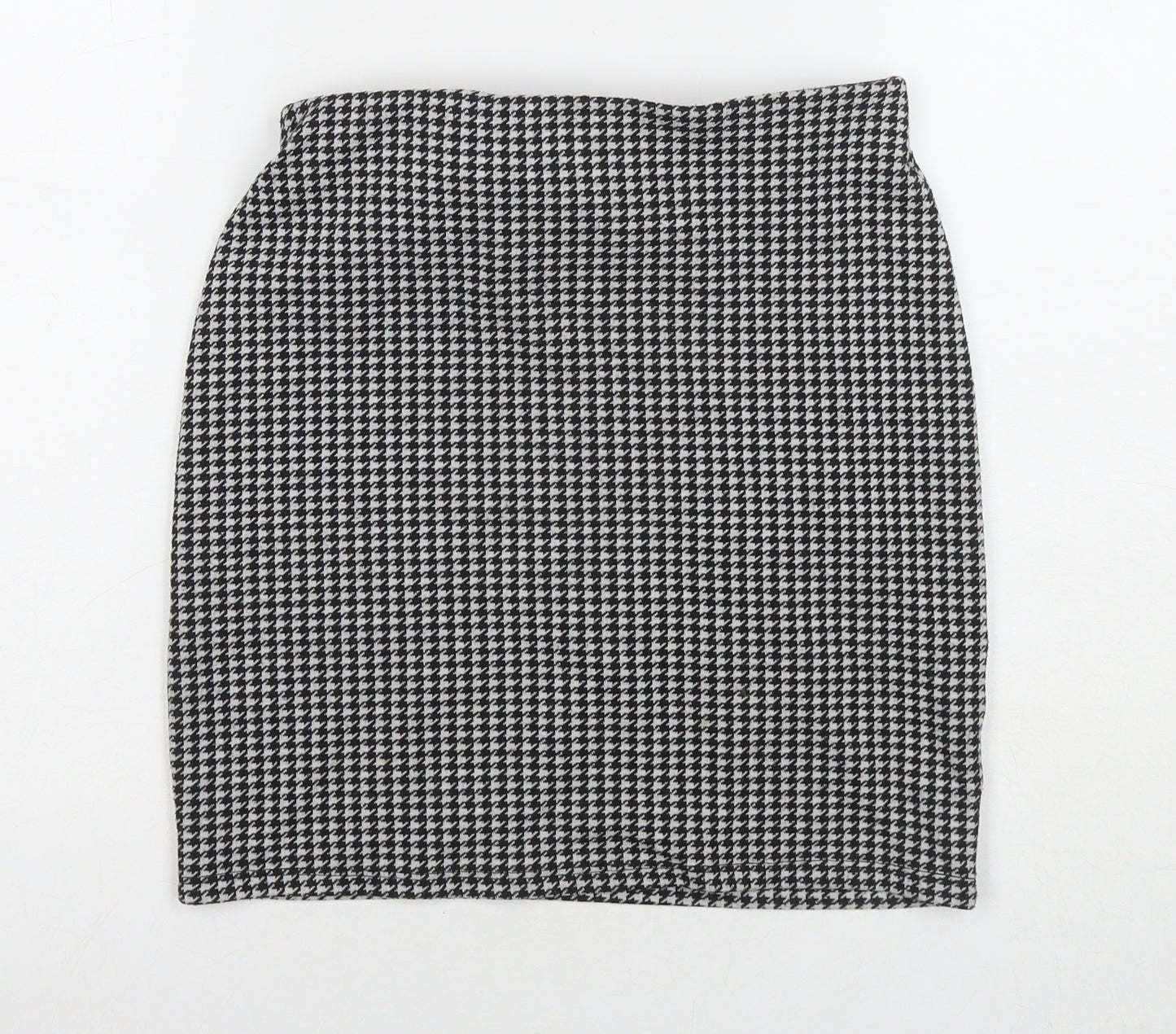 New Look Womens Black Herringbone Polyester Mini Skirt Size 10