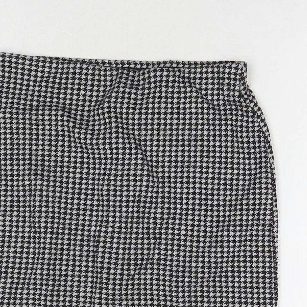 New Look Womens Black Herringbone Polyester Mini Skirt Size 10