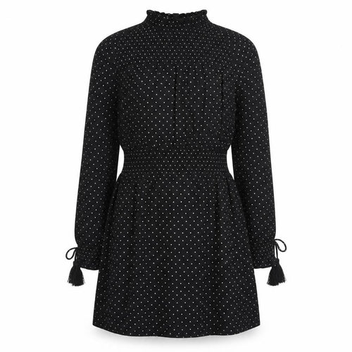 Topshop Womens Black Polka Dot Cotton Fit & Flare Size 10 Round Neck Pullover