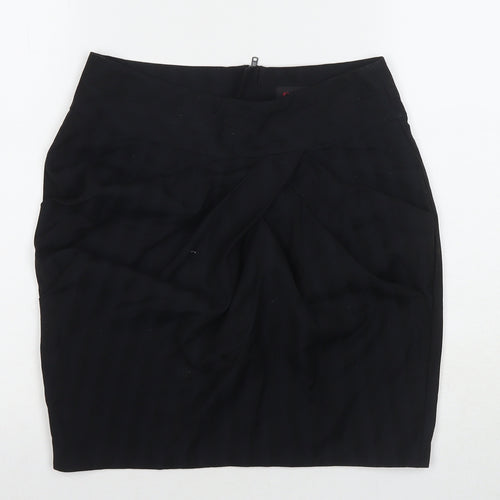 Miss Selfridge Womens Black Polyester A-Line Skirt Size 10 Zip