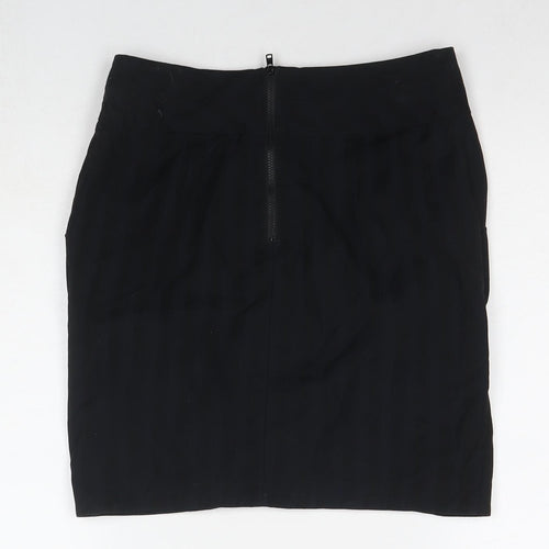 Miss Selfridge Womens Black Polyester A-Line Skirt Size 10 Zip
