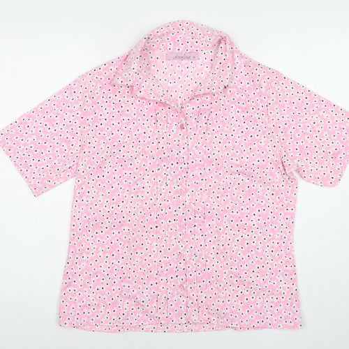 Amalina Womens Pink Floral Polyester Basic Button-Up Size 12 Collared