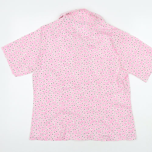 Amalina Womens Pink Floral Polyester Basic Button-Up Size 12 Collared