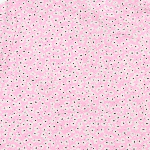 Amalina Womens Pink Floral Polyester Basic Button-Up Size 12 Collared