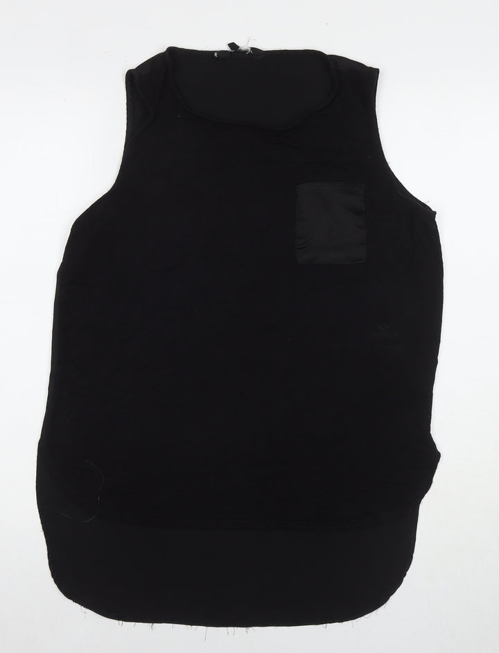 New Look Womens Black Polyester Basic Tank Size 12 Round Neck