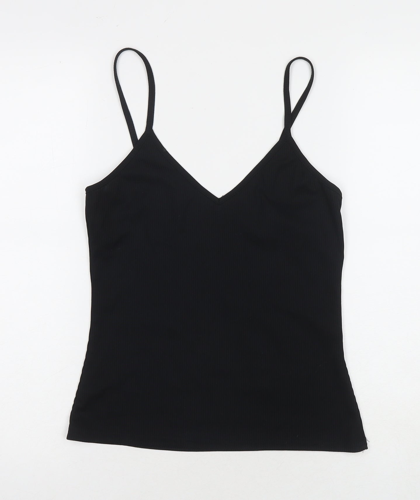 Boohoo Womens Black Polyester Basic Tank Size 10 V-Neck