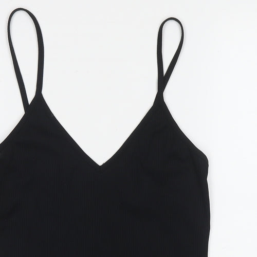 Boohoo Womens Black Polyester Basic Tank Size 10 V-Neck