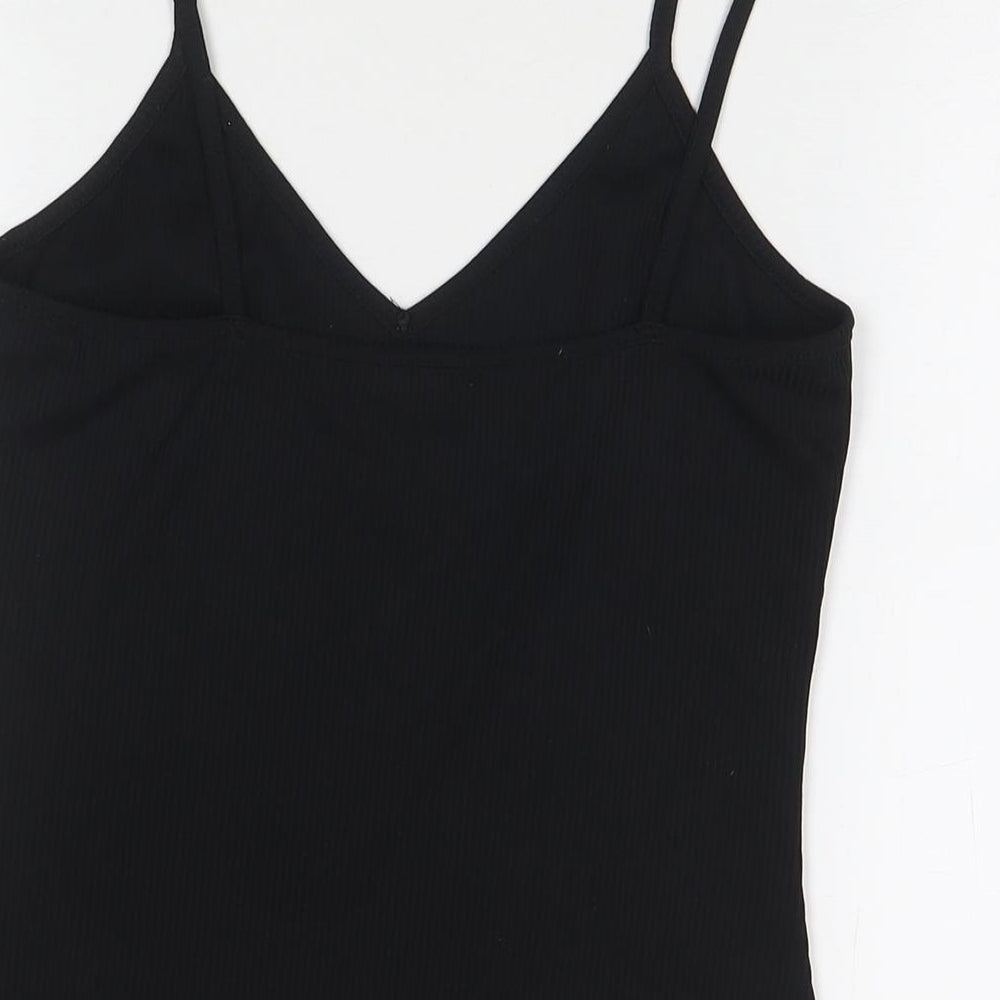 Boohoo Womens Black Polyester Basic Tank Size 10 V-Neck