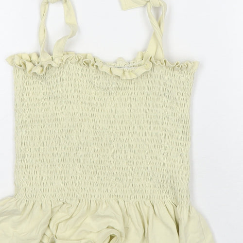 Brave Soul Womens Yellow Cotton Basic Blouse Size S Square Neck