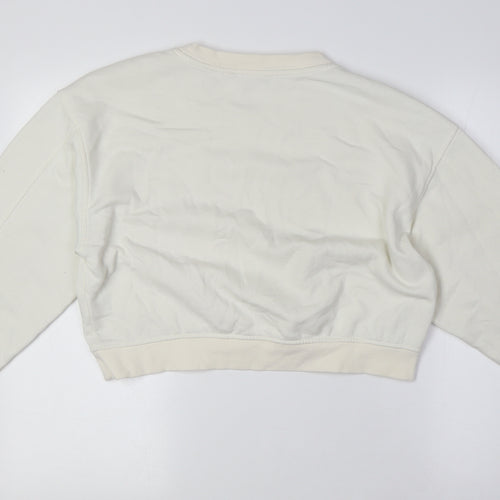 Zara Womens Ivory Cotton Pullover Sweatshirt Size M