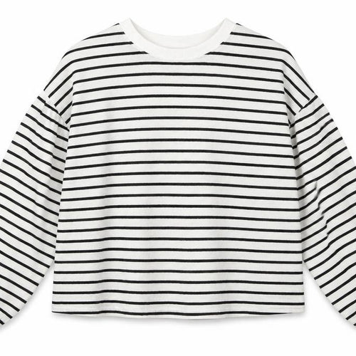 Marks and Spencer Girls White Crew Neck Striped Cotton Pullover Jumper Size 12-13 Years
