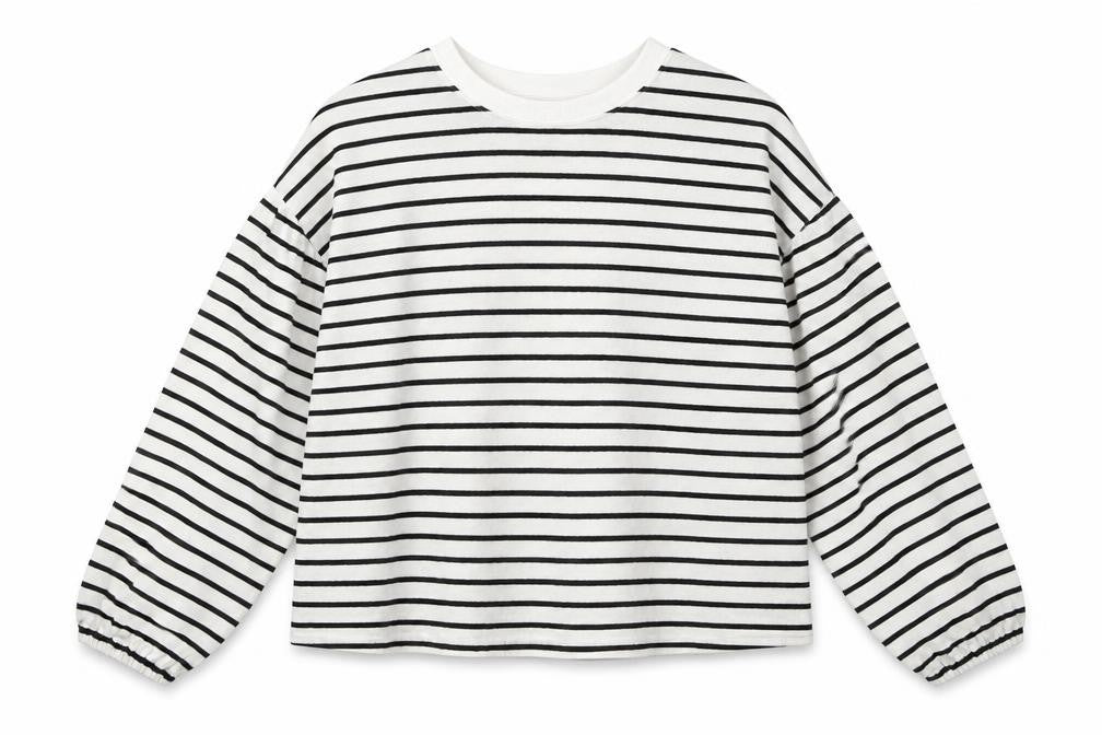 Marks and Spencer Girls White Crew Neck Striped Cotton Pullover Jumper Size 12-13 Years
