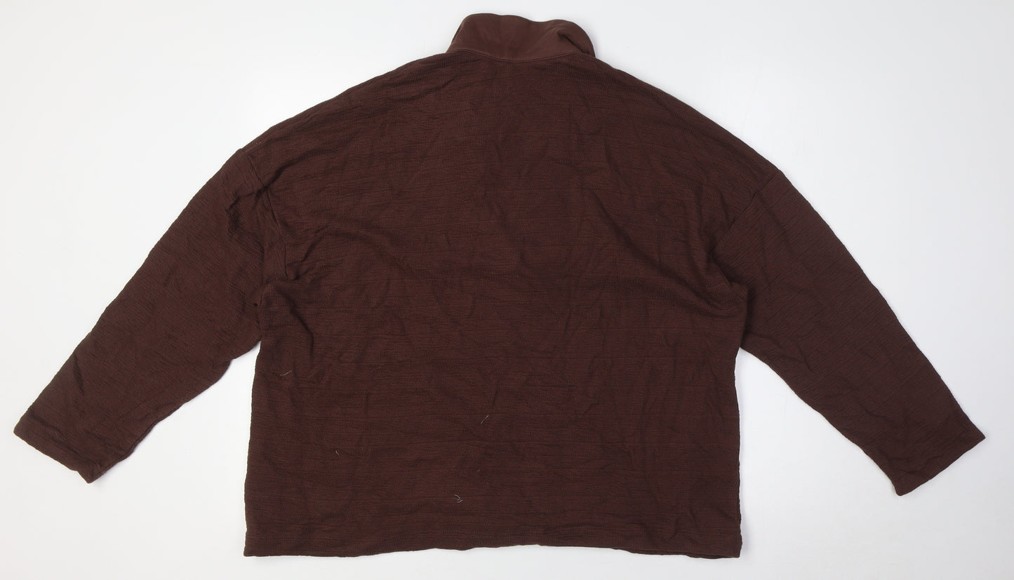 Marks and Spencer Womens Brown Collared Cotton Pullover Jumper Size 20