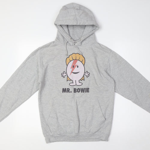 Just Hoods Womens Grey Cotton Pullover Hoodie Size S - Mr Bowie