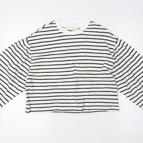 Marks and Spencer Girls Ivory Crew Neck Spotted Cotton Pullover Jumper Size 10-11 Years