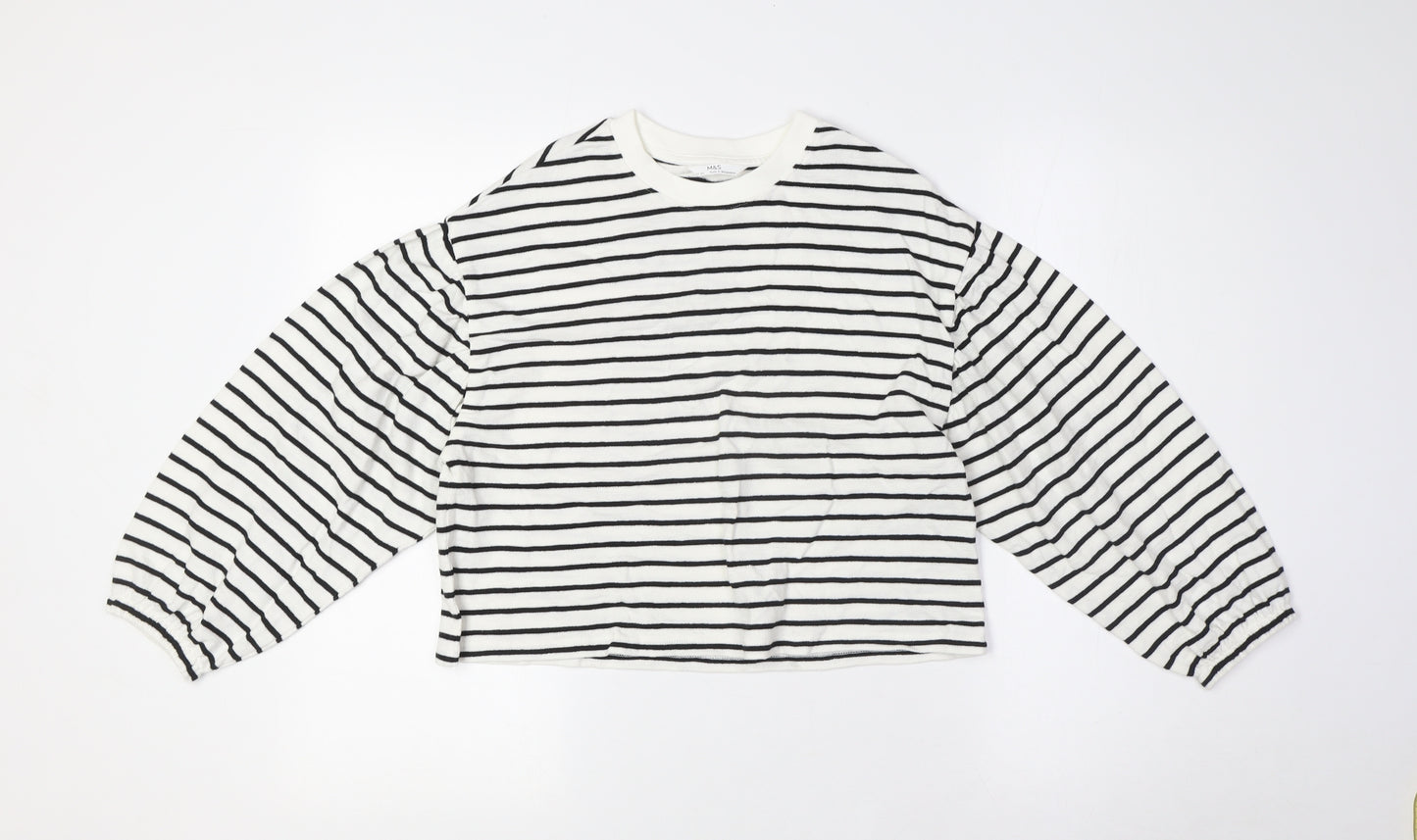 Marks and Spencer Girls Ivory Crew Neck Spotted Cotton Pullover Jumper Size 10-11 Years