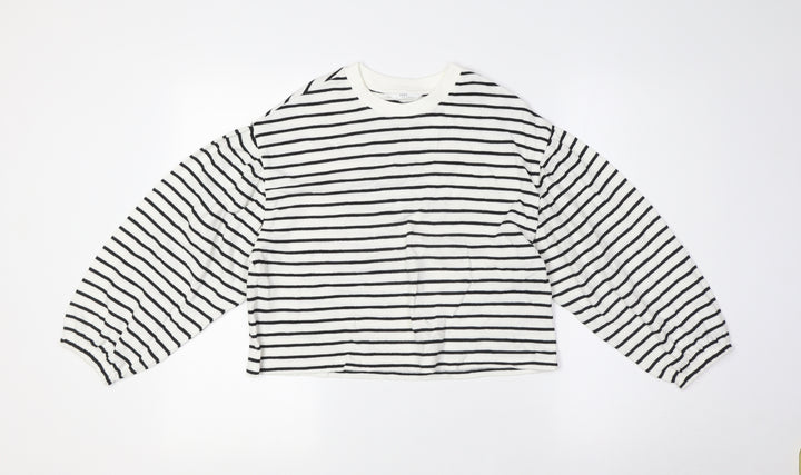 Marks and Spencer Girls Ivory Crew Neck Spotted Cotton Pullover Jumper Size 10-11 Years