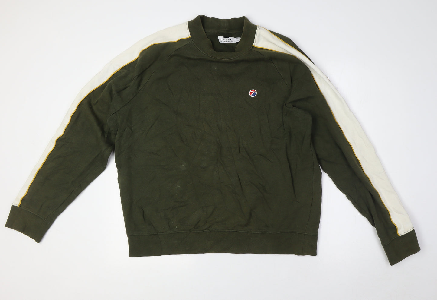 Topshop Mens Green Cotton Pullover Sweatshirt Size L