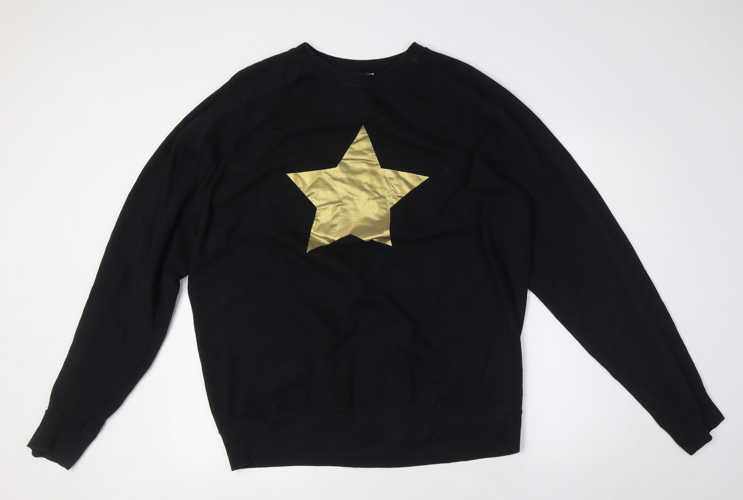Fruit of the Loom Womens Black Cotton Pullover Sweatshirt Size XL - Gold Star