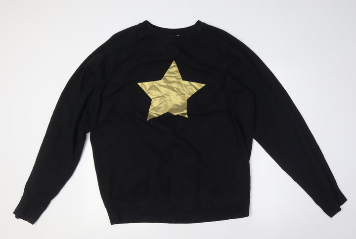 Fruit of the Loom Womens Black Cotton Pullover Sweatshirt Size XL - Gold Star