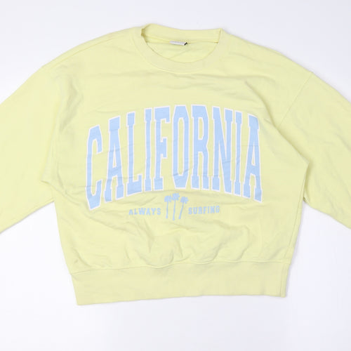 Zara Girls Yellow Cotton Pullover Sweatshirt Size 13-14 Years - California