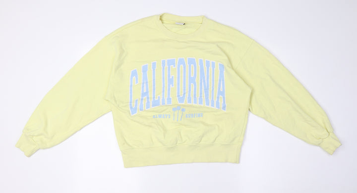 Zara Girls Yellow Cotton Pullover Sweatshirt Size 13-14 Years - California