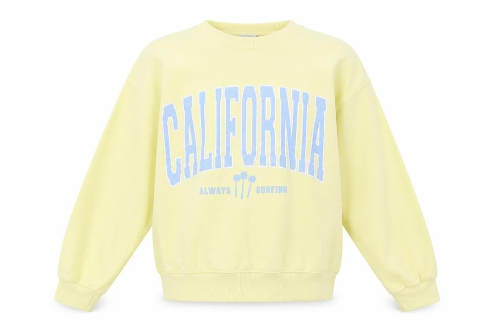 Zara Girls Yellow Cotton Pullover Sweatshirt Size 13-14 Years - California