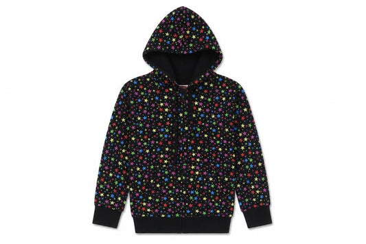 Bubble Girls Multicoloured Cotton Full Zip Hoodie Size 8 Years Zip - Stars
