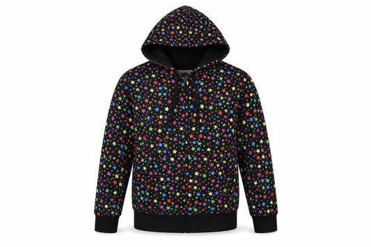 Bubble Girls Multicoloured Cotton Full Zip Hoodie Size 8 Years Zip - Stars