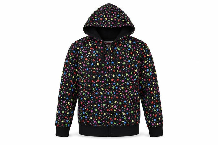 Bubble Girls Multicoloured Cotton Full Zip Hoodie Size 8 Years Zip - Stars