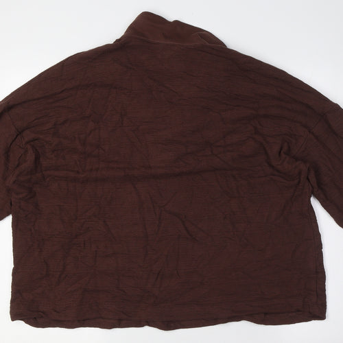 Marks and Spencer Womens Brown Cotton Basic Button-Up Size 20 Collared