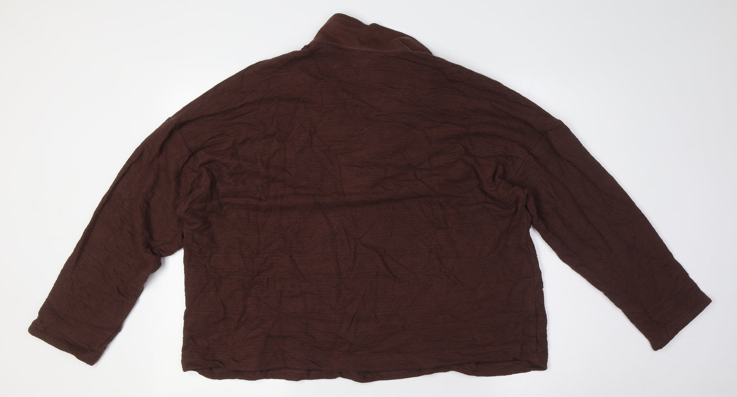 Marks and Spencer Womens Brown Cotton Basic Button-Up Size 20 Collared