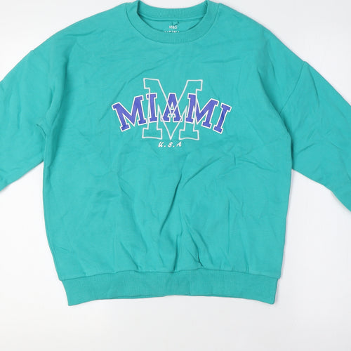 Marks and Spencer Girls Green Cotton Henley Sweatshirt Size 10-11 Years - Miami