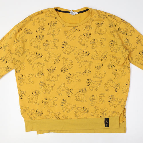 Disney Womens Yellow Cotton Pullover Sweatshirt Size L - Lion King