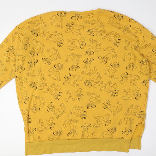 Disney Womens Yellow Cotton Pullover Sweatshirt Size L - Lion King