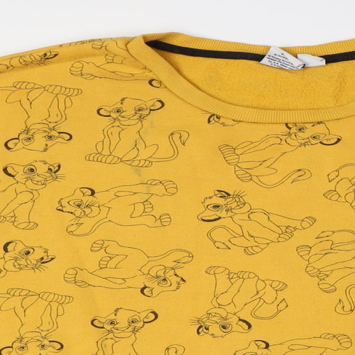 Disney Womens Yellow Cotton Pullover Sweatshirt Size L - Lion King