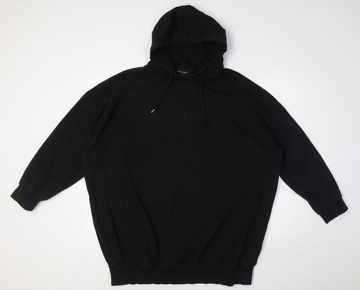 New Look Womens Black Cotton Pullover Hoodie Size 8 - Over Sized