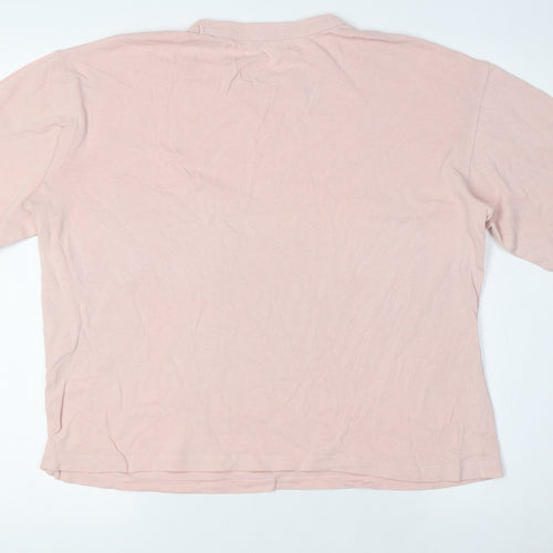 Zara Womens Pink Cotton Basic T-Shirt Size S Crew Neck - Breast Pocket