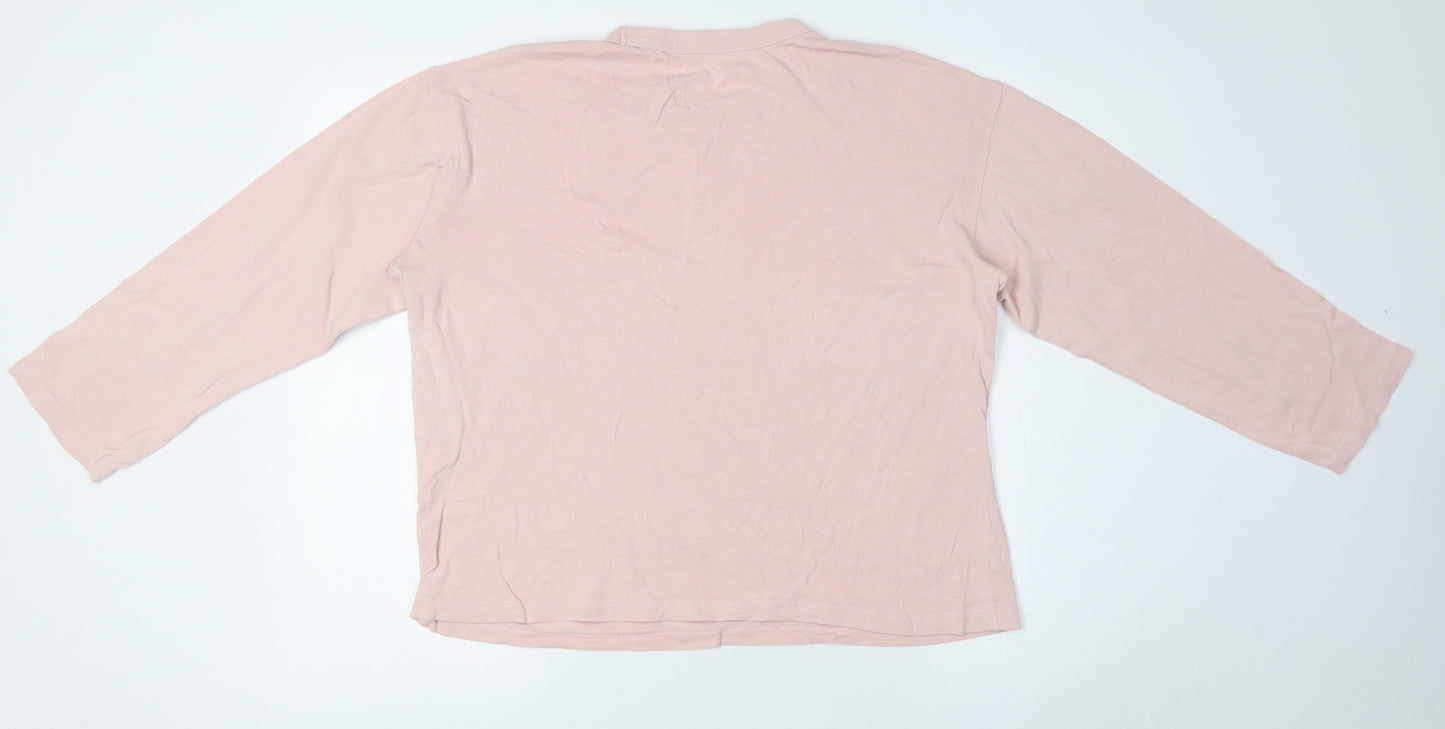 Zara Womens Pink Cotton Basic T-Shirt Size S Crew Neck - Breast Pocket