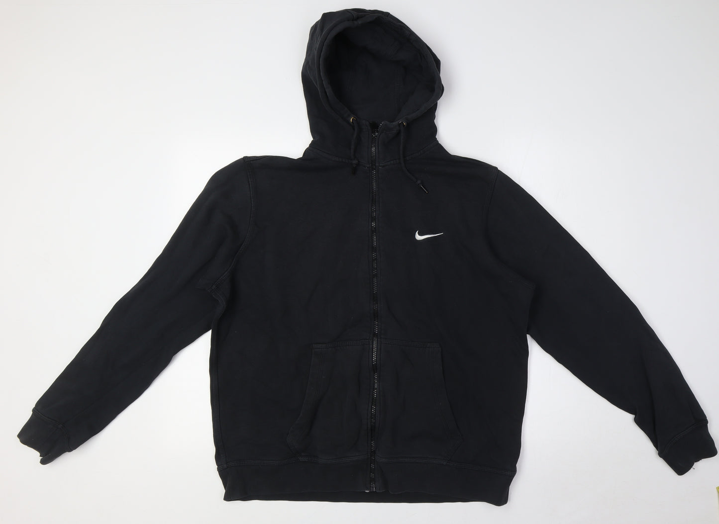 Nike Mens Black Cotton Full Zip Hoodie Size L