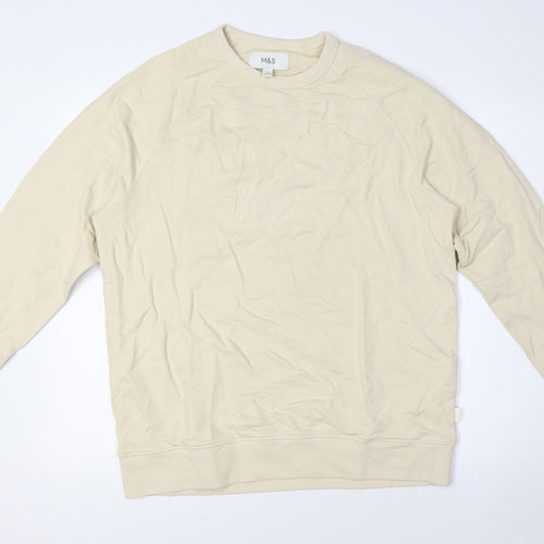 Marks and Spencer Mens Beige Cotton Pullover Sweatshirt Size M