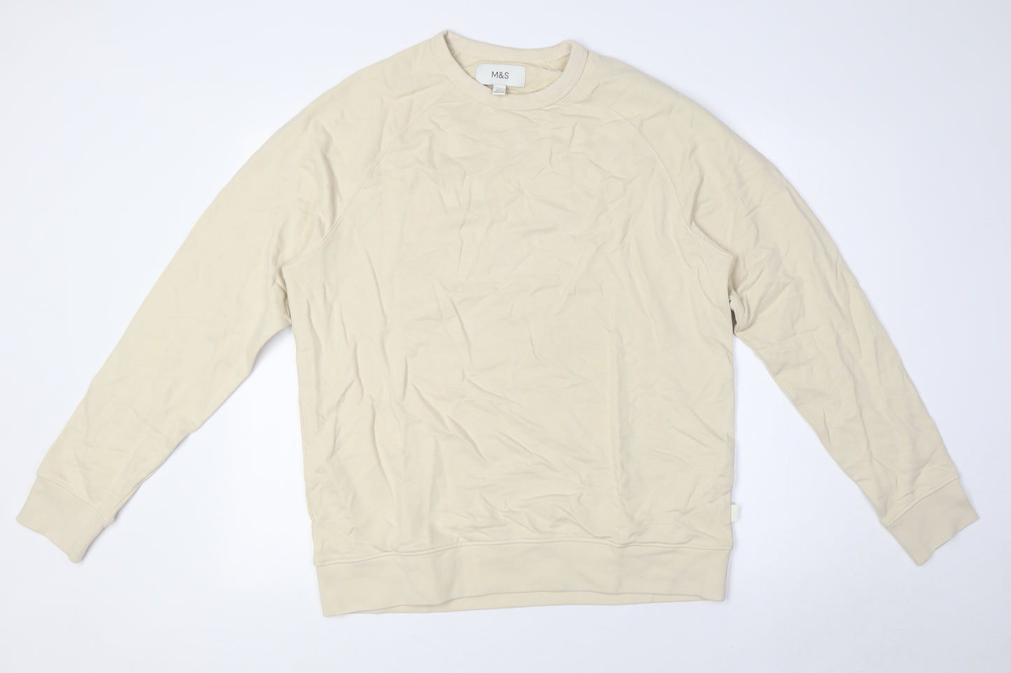 Marks and Spencer Mens Beige Cotton Pullover Sweatshirt Size M