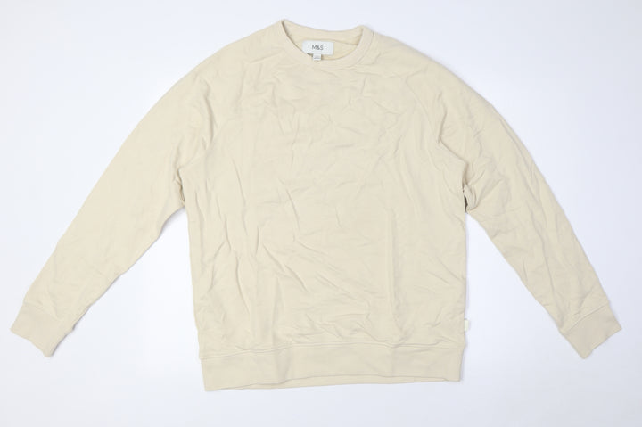 Marks and Spencer Mens Beige Cotton Pullover Sweatshirt Size M