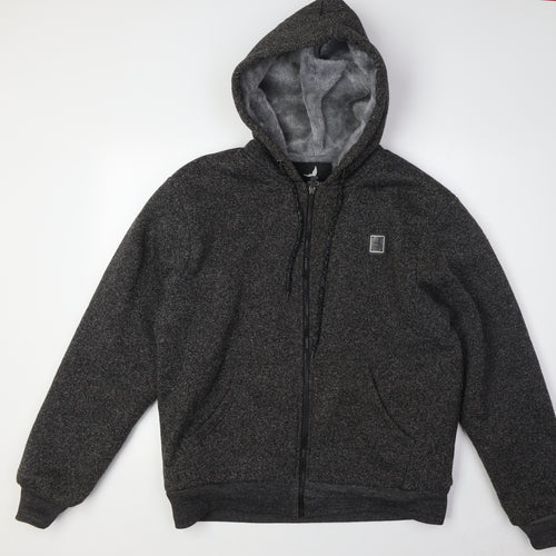 D-Rock Mens Grey Polyester Full Zip Hoodie Size M - Faux Fur Lining